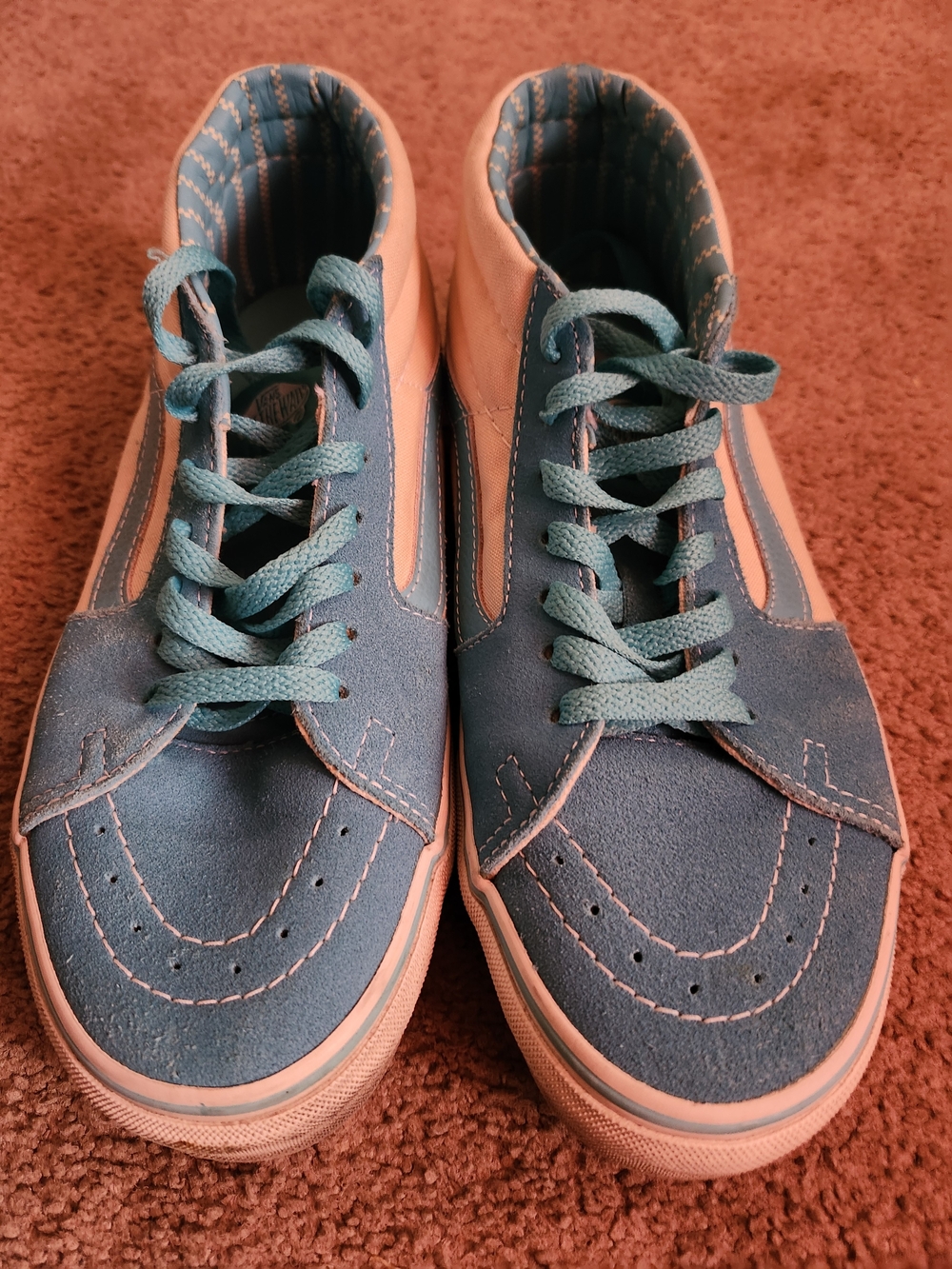 Vintage Blue Suede and Cream Canvas 3/4 High-Top Sneakers